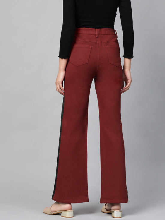 Rust Side Tape Bell Bottom Jeans