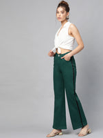 Emerald Green Side Tape Bell Bottom Jeans