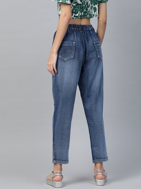 Blue High Waist Basic Jeans