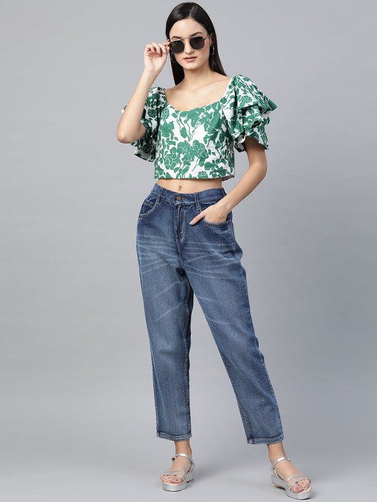 Blue High Waist Basic Jeans