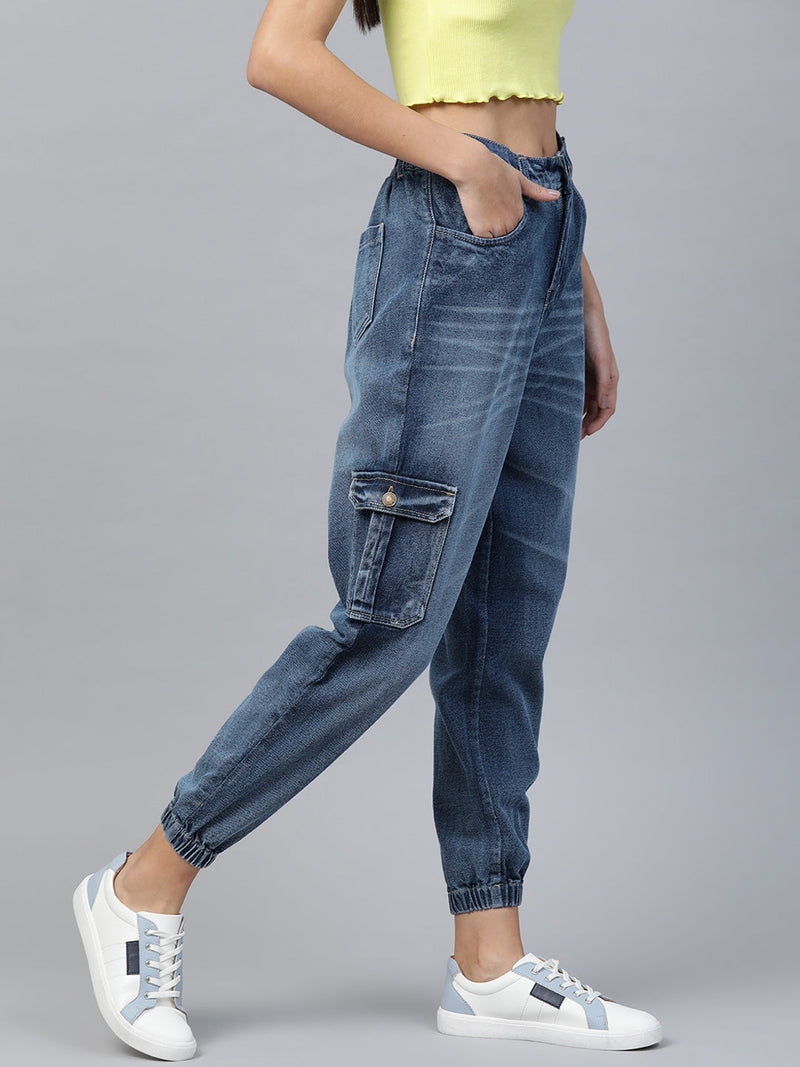 Buy Women Blue Street Wear Jogger Jeans Online At Best Price