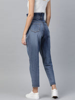 Blue Paper Bag Waist Jeans