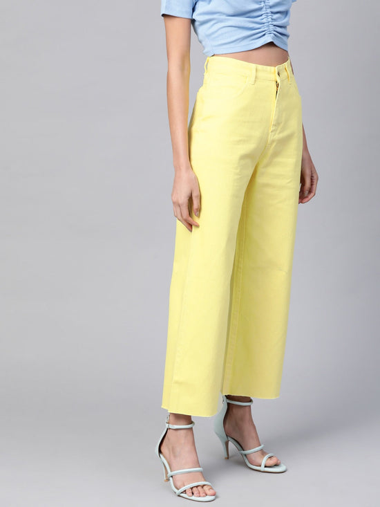 Yellow Raw Edge Jeans