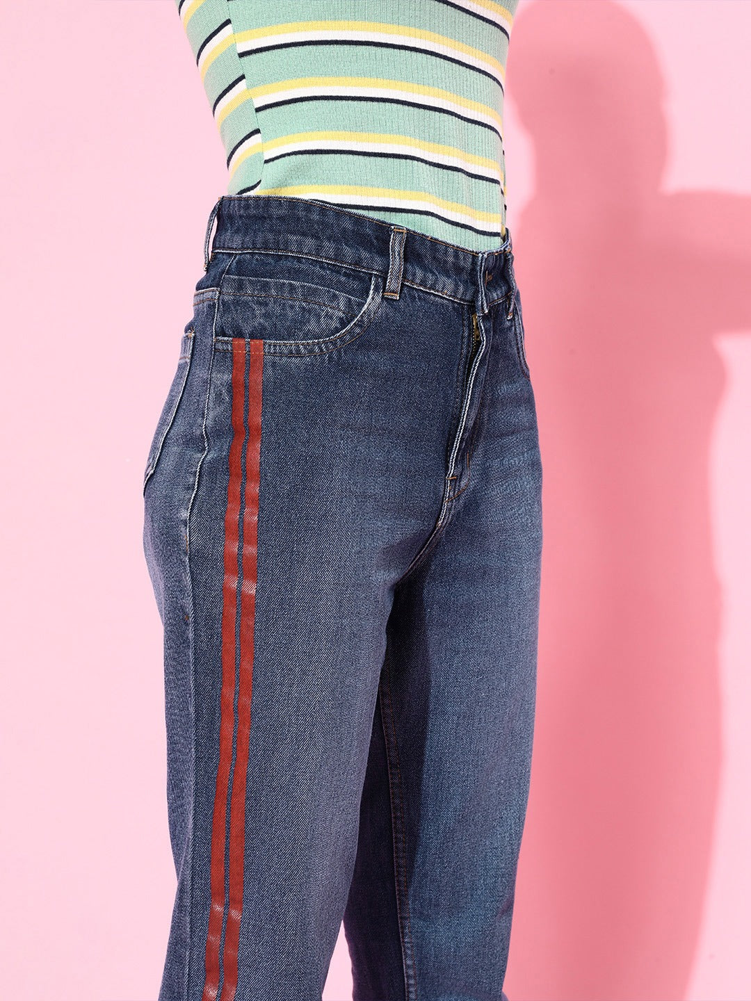 Jeans with stripe sales down side