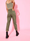 Olive With Multi Stars Mom Fit Jeans