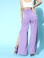 Lavender Side Slit Straight Jeans