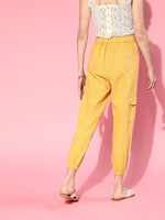 Women Mustard Side Pocket Street Jogger Jeans