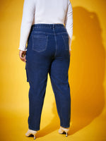 Women Navy Wash Front Patch Pocket Jeans