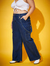 Women Navy Wash Side Patch Pocket Jeans