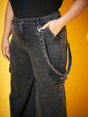 Women Black Wash Side Patch Pocket Jeans