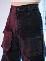 Women Black Chain Detail Cargo Straight Jeans