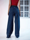 Women Blue Denim Raw Hem Staright Fit Jeans