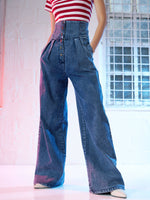 Women Blue High Waisted Staright Fit Jeans