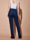 Women Navy Mid Rise Skinny Fit Slit Jeans