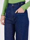 Women Blue Bone Pocket Straight Jeans