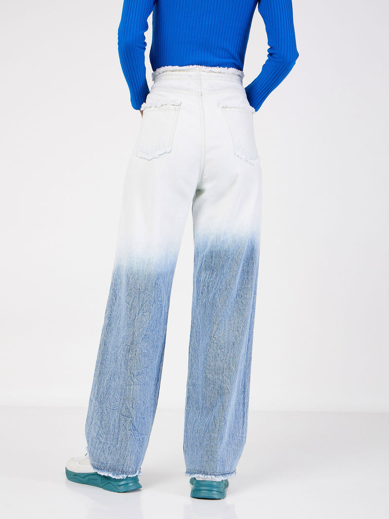 Women Blue & White Ombre Straight Jeans