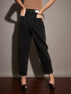 Women Black Washed Balloon Fit Jeans