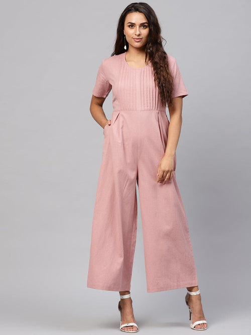 Onion Pink Pleated Palazzo Jumpsuit