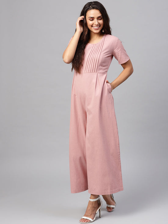 Onion Pink Pleated Palazzo Jumpsuit