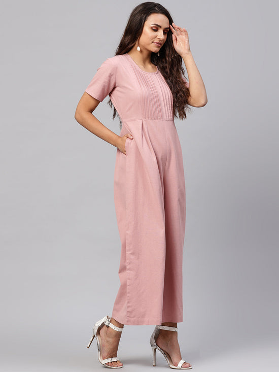 Onion Pink Pleated Palazzo Jumpsuit