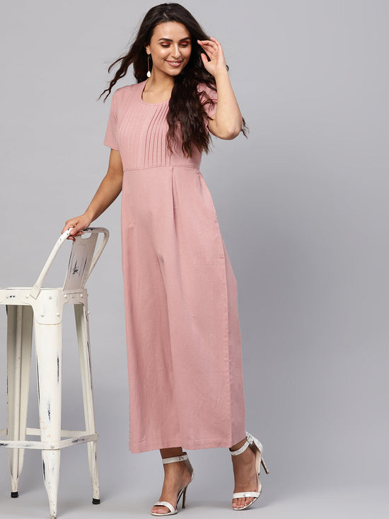 Onion Pink Pleated Palazzo Jumpsuit