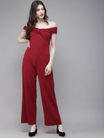 Maroon Off Shoulder Jumpsuit