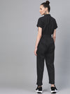 Black Belted Twill Tapered Jumpsuit