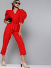 Red Tapered Leg Jumpsuit