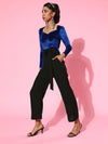 Royal Blue Velvet Sweetheart Neck Jumpsuit