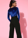 Royal Blue Velvet Sweetheart Neck Jumpsuit