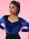 Royal Blue Velvet Sweetheart Neck Jumpsuit