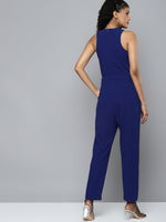 Royal Blue Halter Neck Tapered Jumpsuit