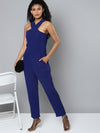 Royal Blue Halter Neck Tapered Jumpsuit