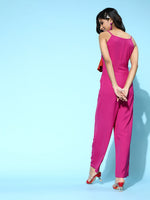 Fuchsia Contrast Frill Jumpsuit