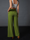 Women Olive Front Darted Palazzo Pants