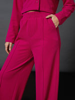 Women Pink Front Darted Palazzo Pants