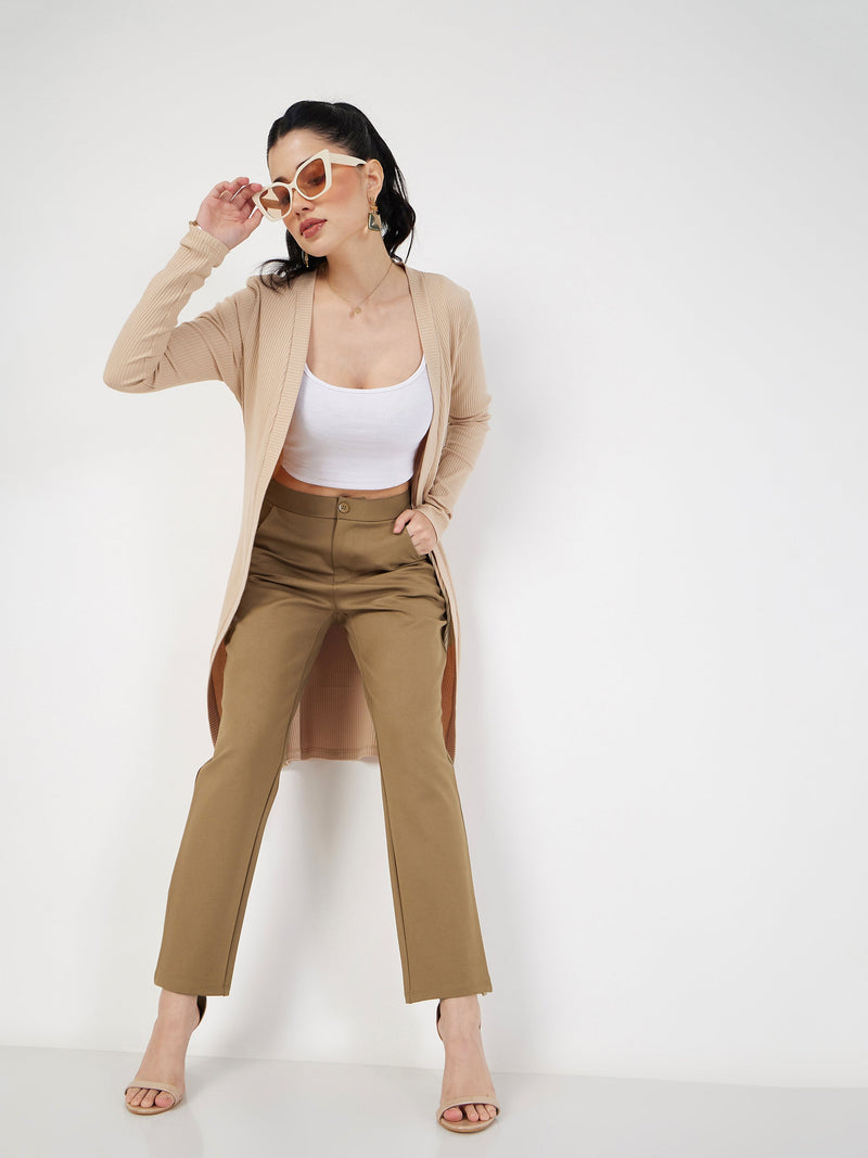 Women Beige Roma Tapered Pants