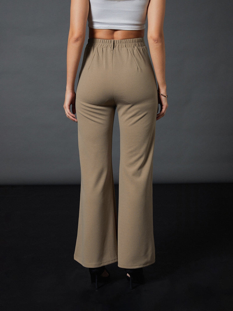 Wholesale Women Brown Knitted Bell Bottom Pants – Tradyl