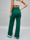 Women Green Knitted Contrast Side Tape Track Pants