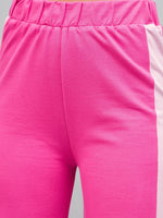 Women Pink Knitted Contrast Side Tape Track Pants