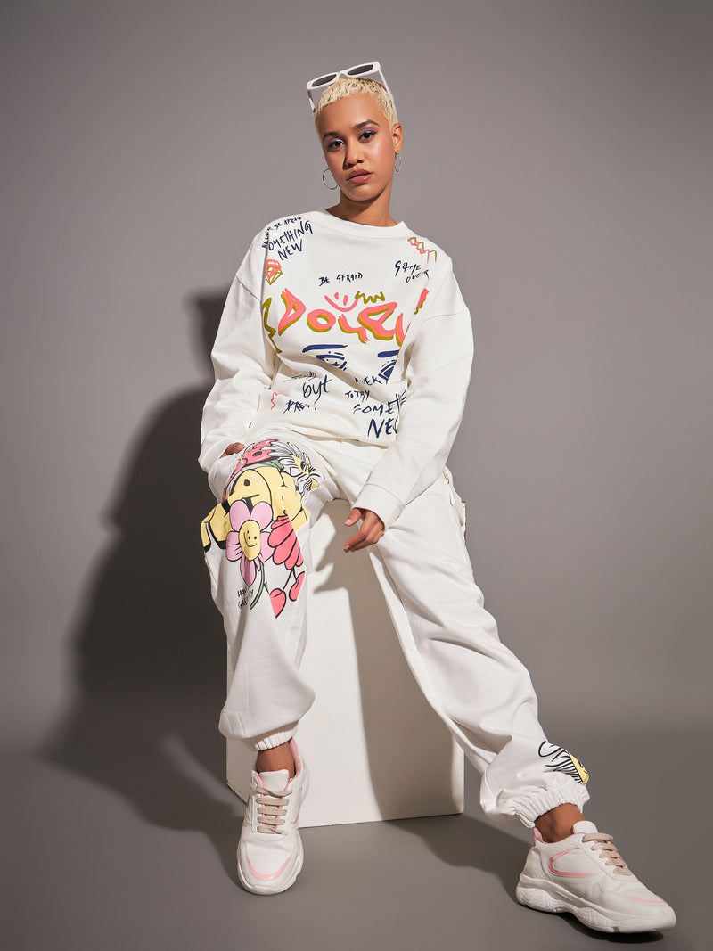 Women Off-White Cool Plans Printed Joggers