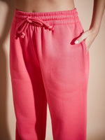 Women Pink Premium Fleece Baggy Joggers