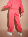 Women Pink Premium Fleece Baggy Joggers