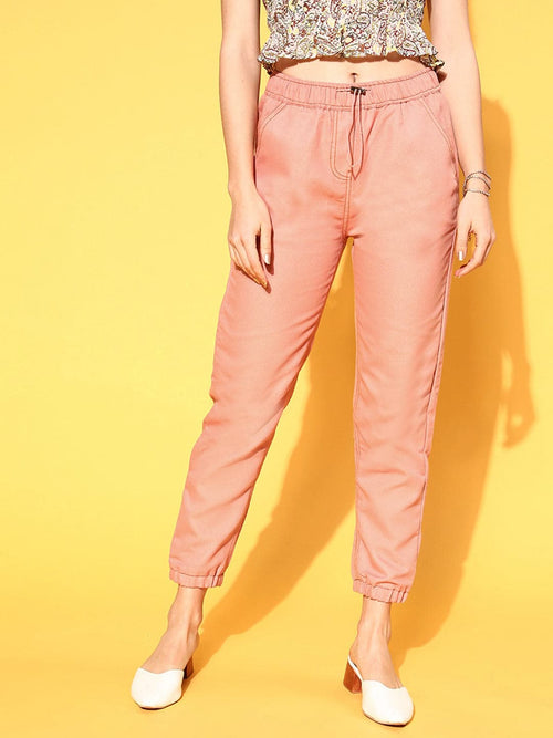 Pink Denim Joggers