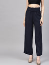 Navy Paper Bag Belted Pant