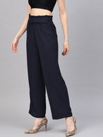 Navy Paper Bag Belted Pant