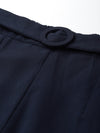 Navy Flared Buckle Belted Pant