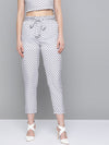 Grey Chevron Tapered Belted Pant