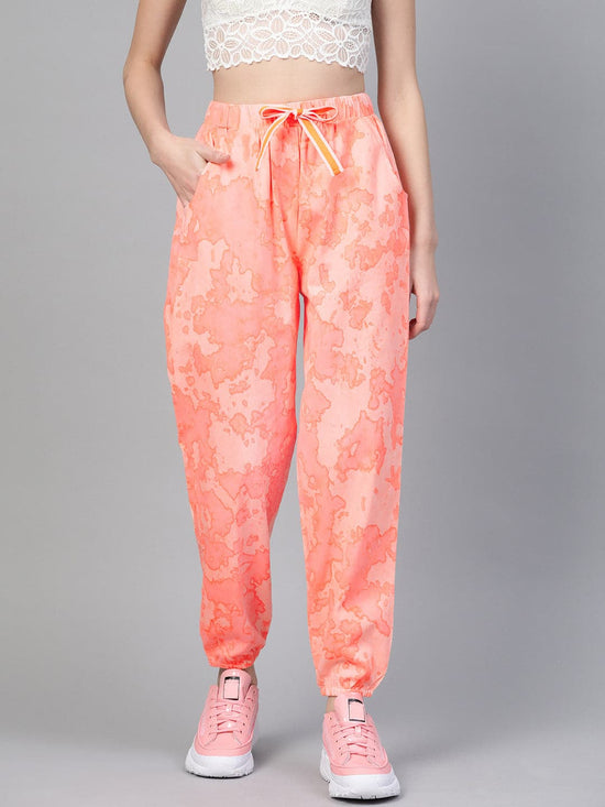 Pink Tie-Dye Twill Jogger