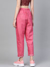 Fuchsia Contrast Stitch Twill Tapered Pants